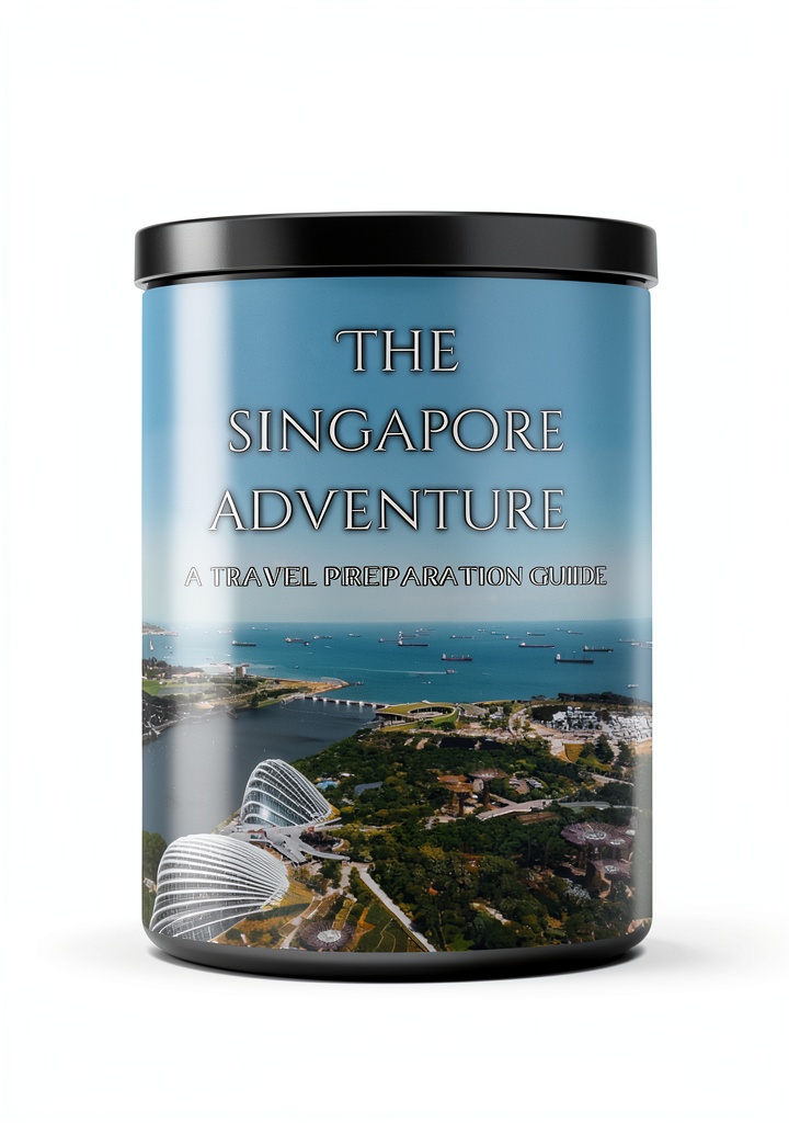 Installing Singapore Travel Guide Kindle Book English Language 191 on a wooden desk