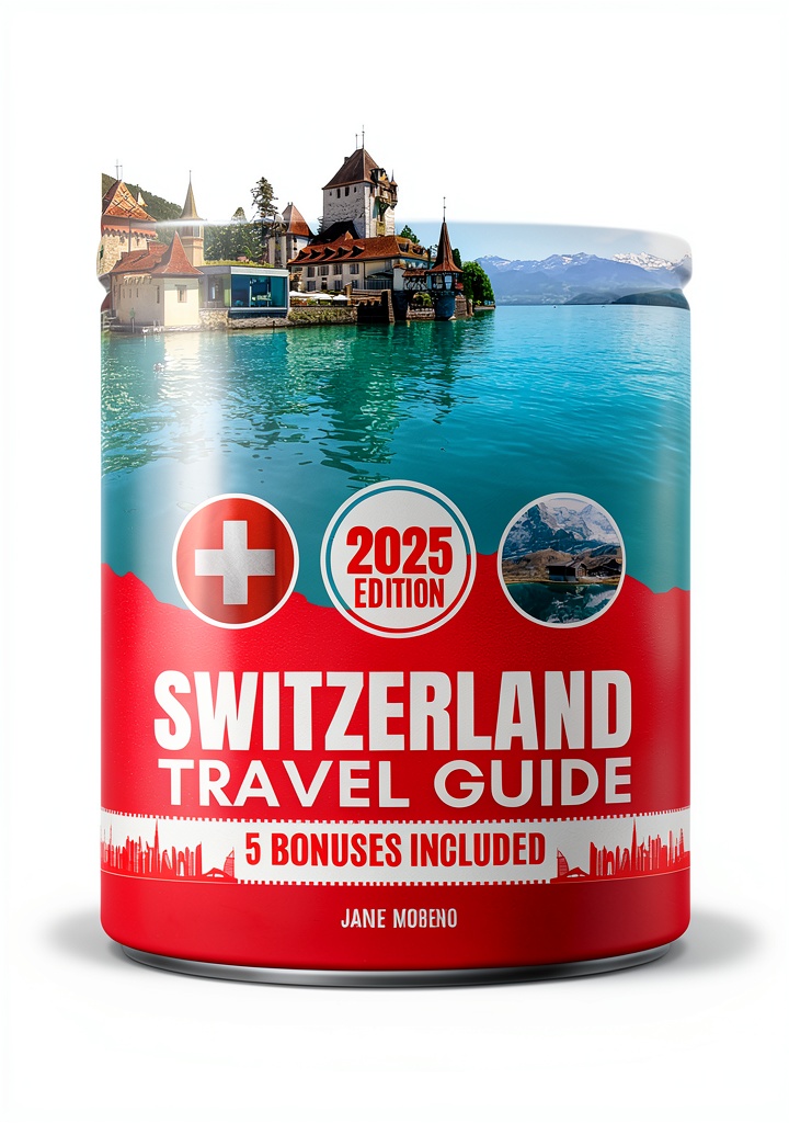 Switzerland Travel Guide Kindle book cover showcasing scenic Swiss landscapes