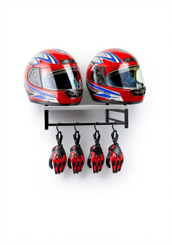 YTYLSJ Motorcycle Helmet Rack Metal Wood Detachable-3