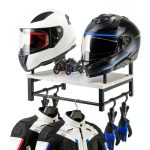 YTYLSJ Motorcycle Helmet Rack Metal Wood Detachable-0