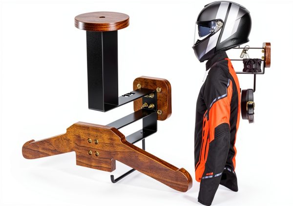 Motorcycle Helmet Holder Butifooy Solid Wood-0