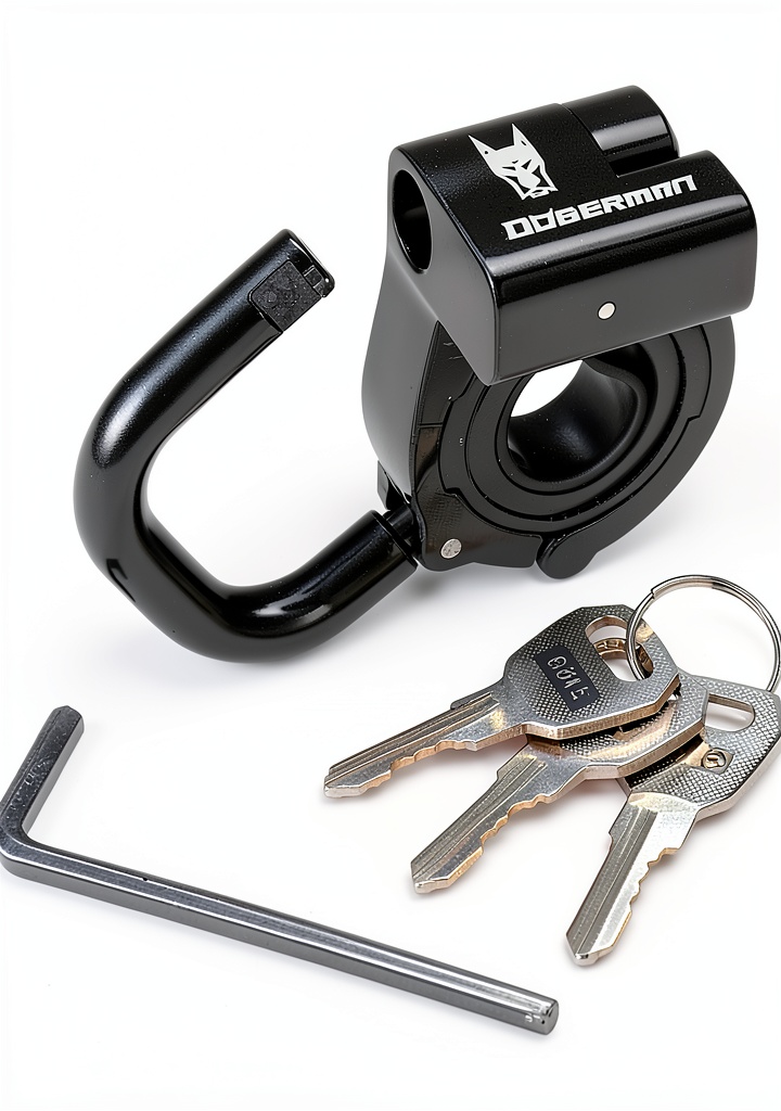 NANKAI Portable Helmet Lock on a motorcycle handlebar