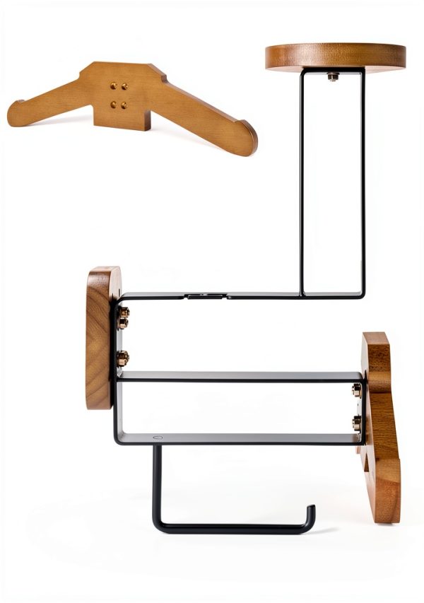 Helmet Holder zackal Wall Mount with Adjustable Wood Tray - Brown-1