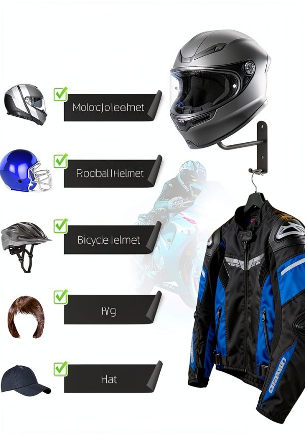 Helmet Wall Mount Tongyuyan Metal Heavy-Duty 2-Pack Black Classic-2