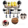 Motorcycle Helmet Rack HOOBRO Wall-Mount Iron Wood Storage 31.7" L-4