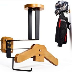 Helmet Holder zackal Wall Mount with Adjustable Wood Tray - Brown-0