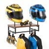BORISI Helmet Wall Mount 4-in-1 Metal Wood Retro Black-0