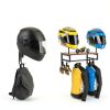 BORISI Helmet Wall Mount 4-in-1 Metal Wood Retro Black-1