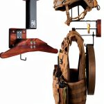 OneTigris Tactical Wall Rack Black Walnut 2 Tier Helmet Vest Mount-0
