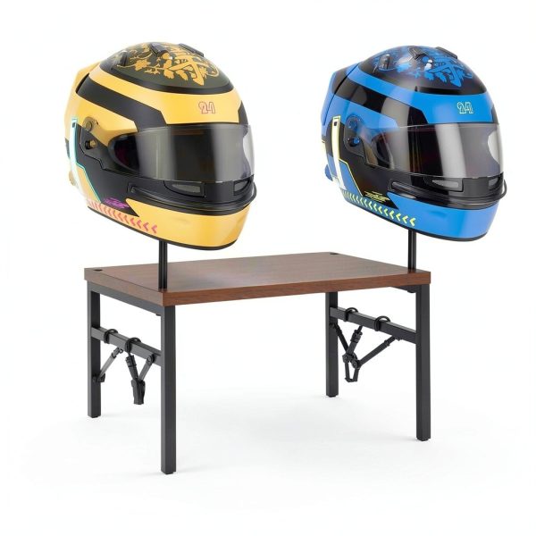 BORISI Helmet Wall Mount 4-in-1 Metal Wood Retro Black-2