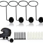 TIHOOD Black Wall Mount Helmet Holder 3 Hooks Minimalist Iron Rack-0
