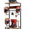 Motorcycle Helmet Rack NANXITU MTTKJ-01 Wall‑Mount Heavy‑Duty Ironwood-2