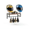 BORISI Helmet Wall Mount 4-in-1 Metal Wood Retro Black-5
