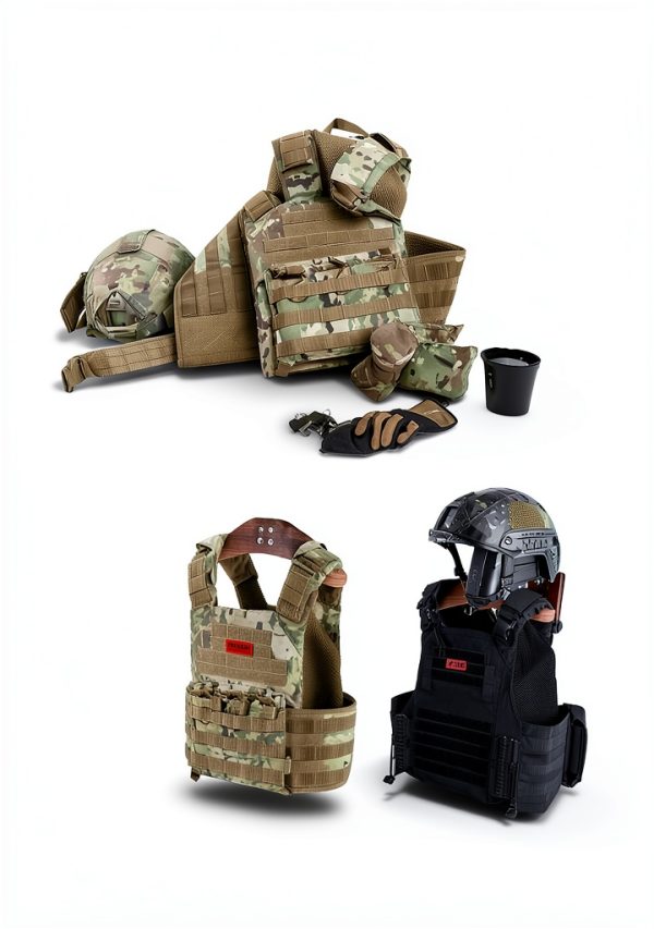 OneTigris Tactical Wall Rack Black Walnut 2 Tier Helmet Vest Mount-1