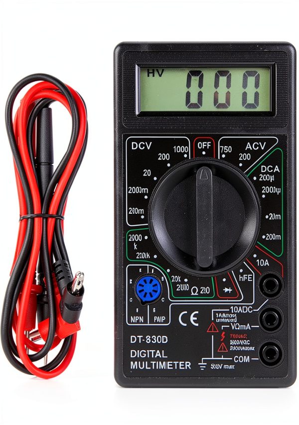 DT-830B Multifunctional Digital Ohm Tester with Large Screen Display for Laboratories and Factories, Insulated and Nonslip Test Leads (DT-830B Black)-0